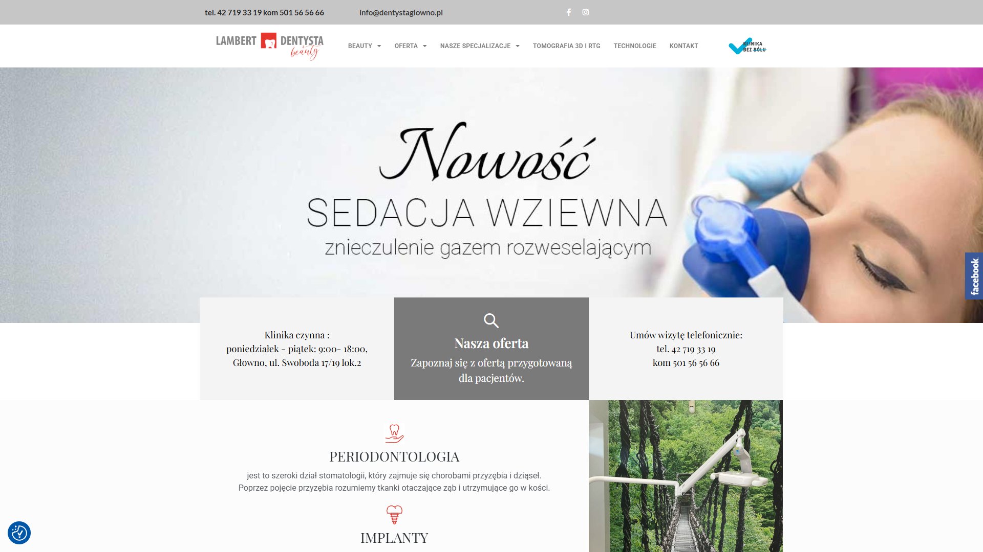 Zrzut strony głównej: Lambert Dentysta