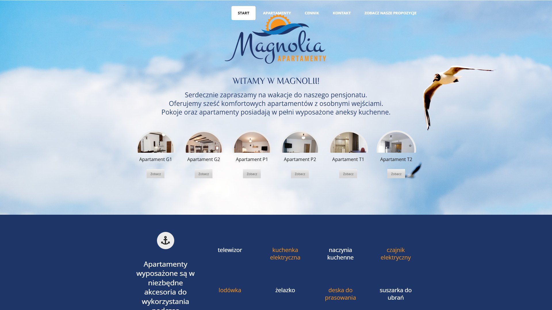 Zrzut strony głównej: Magnolia Apartamenty