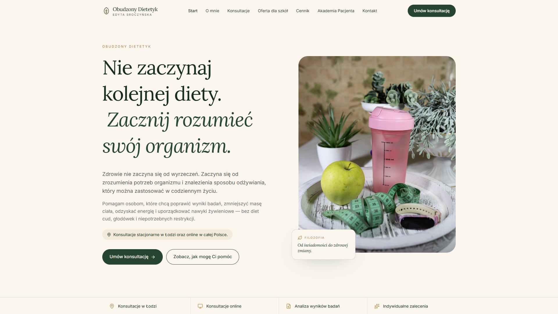 Zrzut strony głównej: Obudzony Dietetyk